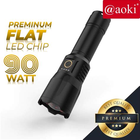 Jual AOKI Senter Aluminum Alloy Flashlight Laser Swat Super Terang 90w