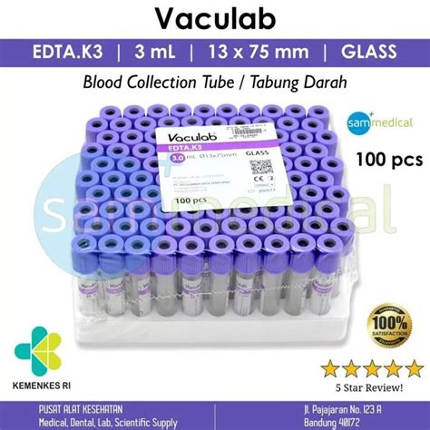 Vaculab Vacutainer Tabung Darah Glass Edta K Ml Pcs Lazada