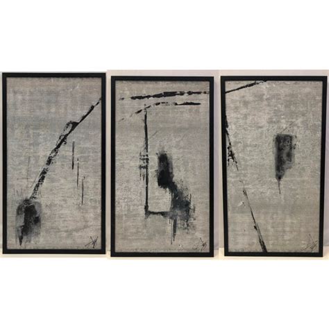 Triptych Painting Set Of Abstract Black And White Paintings Chairish