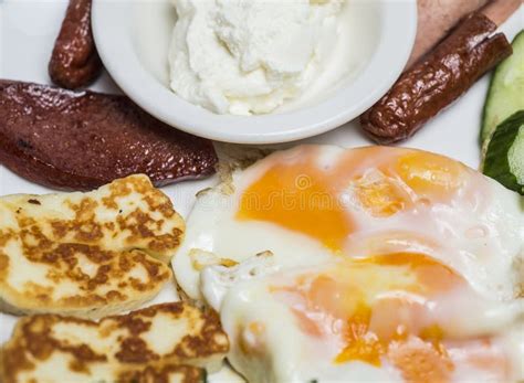 Turkish Breakfast With Eggs Borek And Yoghurt Stock Image Image Of