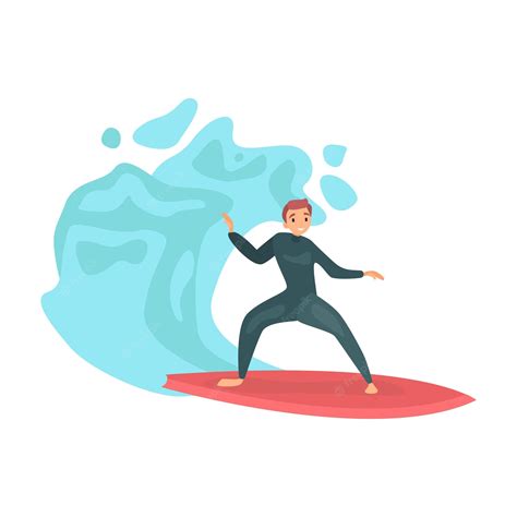 Premium Vector | Surfer on wave flat icon colored vector element from ...