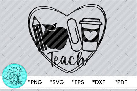 Teacher Heart Svg Gráfico Por Apearlofagirldesigns · Creative Fabrica