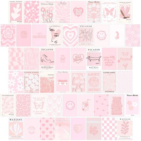 Pink Room Decor Aestheticpink Wall Collage Kit Posters For Room Aesthetic Posters Printspink