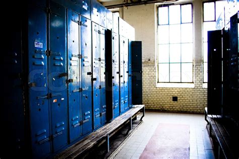 Empty Locker Room And Benches Stock Image Colourbox