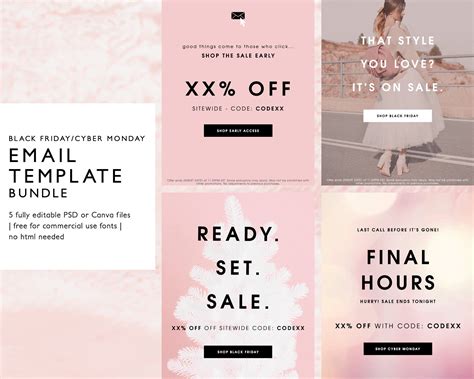 Black Friday Cyber Monday Sale Email Marketing Template Blush Pink