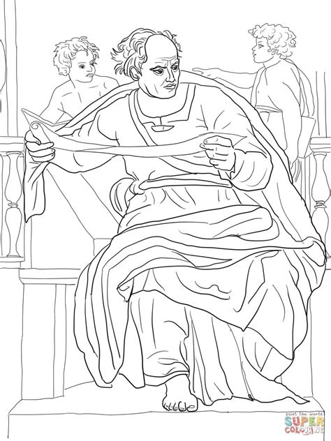 Prophet Joel Coloring Page From Michelangelo Category Sistine Chapel