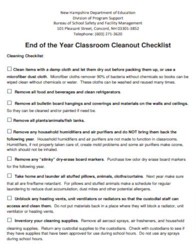 25 Sample Classroom Cleaning Checklist In Pdf