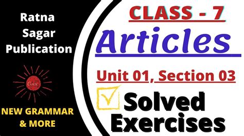 Articles Ratna Sagar Class 7 New Grammar And More Completed Solution