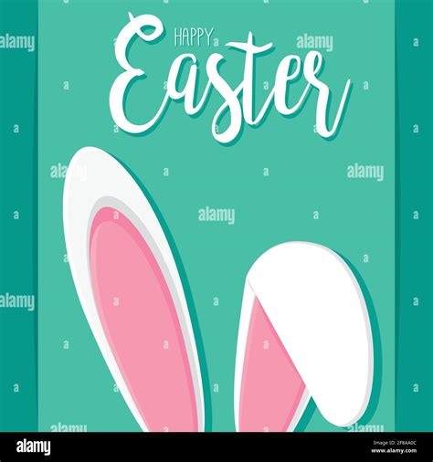 Bunny Ears Happy Easter Poster Vector Illustration Stock Vector