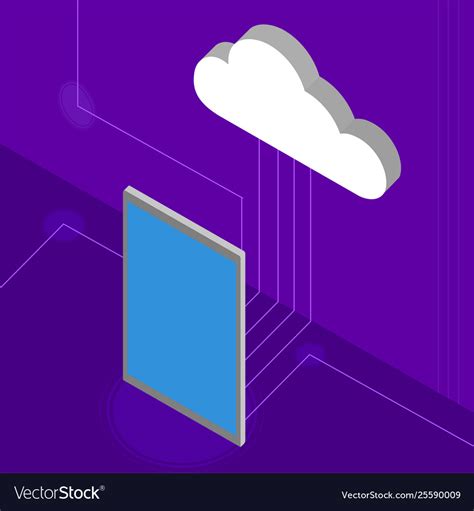 D Cloud Computing Icon Connected To A Tablet Vector Image