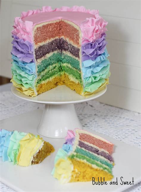 Bubble And Sweet How To Make A Pastel Rainbow Ruffle Cake