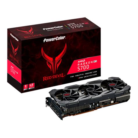 VGA การดแสดงผล POWER COLOR RED DEVIL RADEON RX 5700 AXRX 5700 8GBD6