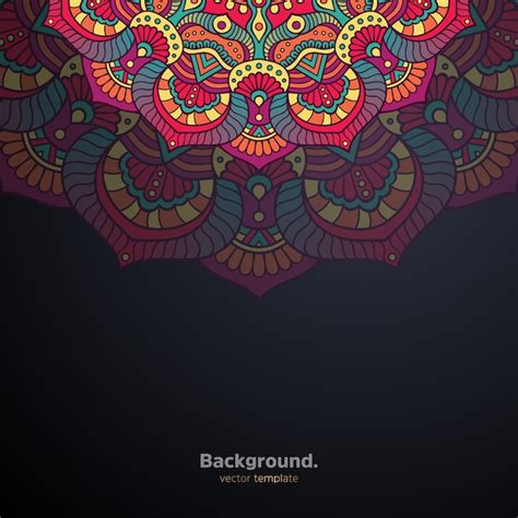 Fundo De Design De Mandala Ornamental De Luxo Colorido Vetor Premium