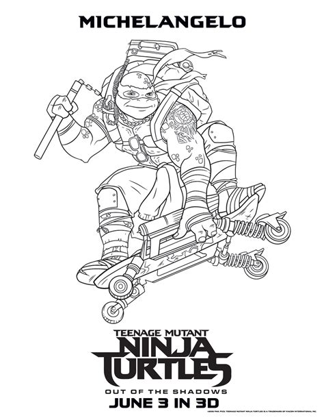 Teenage Mutant Ninja Turtles Nickelodeon Michelangelo Coloring Pages