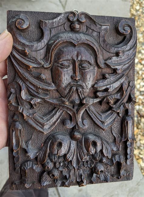 Antiques Atlas Elizabethan Carved Oak Green Man Panel C1600