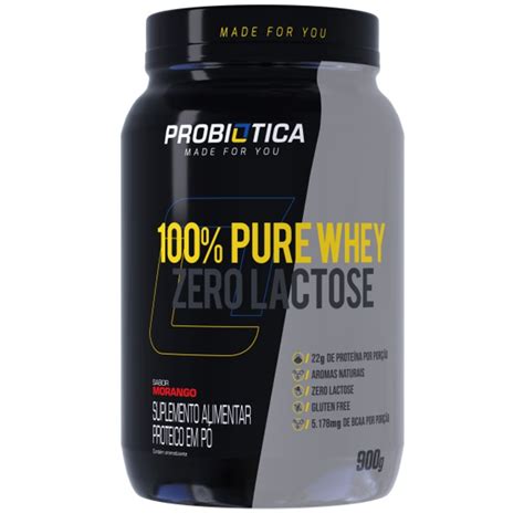 Pure Whey Zero Lactose Pote G Morango Probi Tica Armaz M