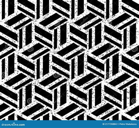 Seamless Texture With Black And White Bands Cube Modern Stylish