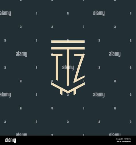 Tz Initial Monogram With Simple Line Art Pillar Logo Design Ideas Stock