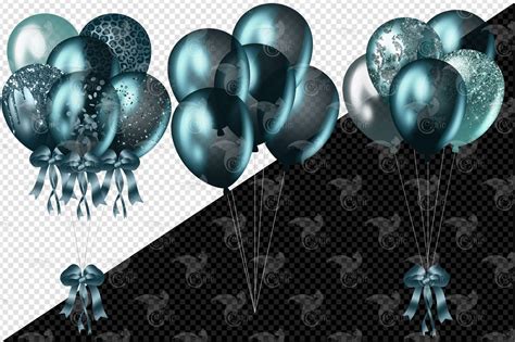 Teal Balloons Clipart Digital Clip Art Graphics For Party Etsy Canada