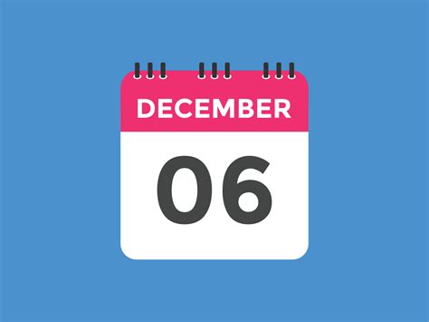 december 6 calendar reminder. 6th december daily calendar icon template ...