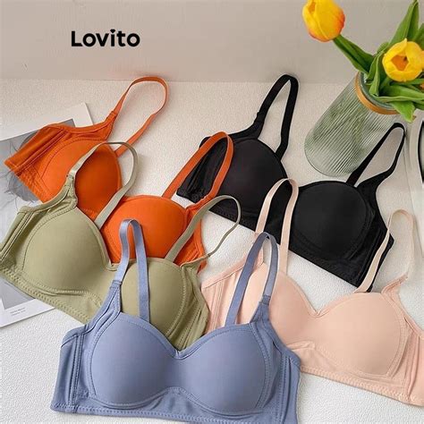 Lovito Bralette B Sico Liso Casual Para Mulheres Lnl Shopee Brasil