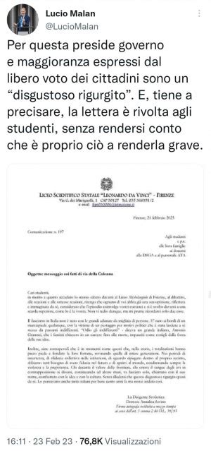 Il Senatore Lucio Malan Sta Dicendo Che Fratelli D Italia Si Riconosce