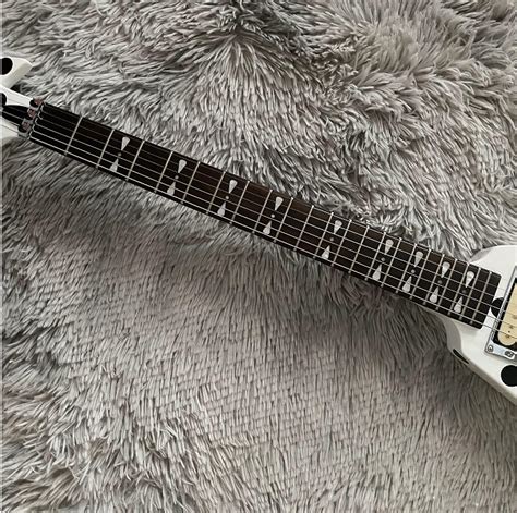 Custom V Electric Guitar White Randy Rhoads Polka Dot Fr Bridge H H Pickups Ebay