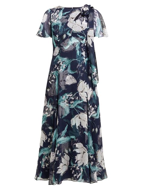 Kirstie Floral Print Silk Chiffon Midi Dress Erdem Matchesfashion