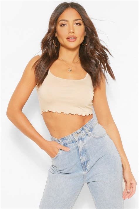 Lettuce Hem Square Neck Crop Top Boohoo