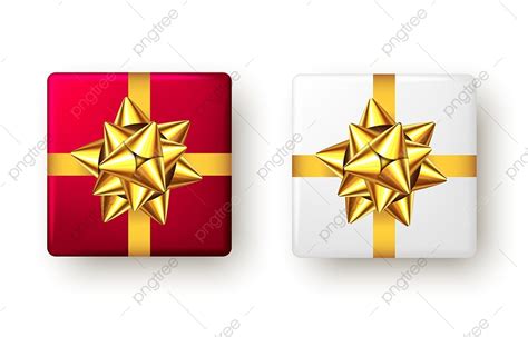 Bow Gift Ribbon Vector Hd Images White And Red Gift Box With Golden