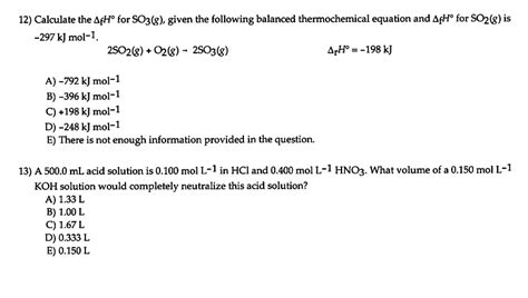 Solved 12 Calculate the ΔfH for SO3 g given the Chegg