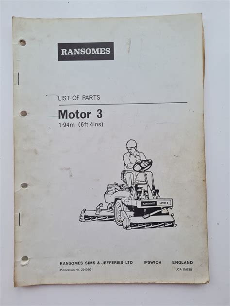 Ransomes Motor 3 Mower Parts Catalogue Sps Parts