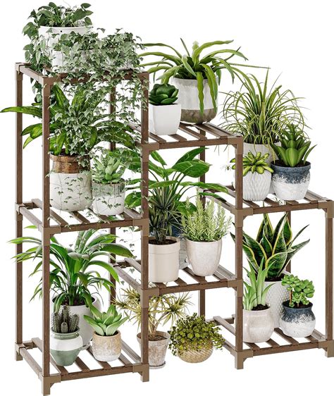 Bamworld Soporte Para Plantas Para Interiores Y Exteriores Estante