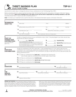 Fillable Online TSP U 1 Election Form Fax Email Print PdfFiller