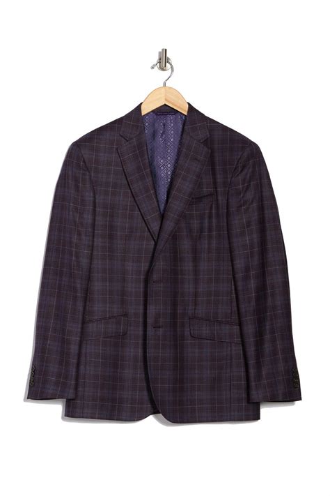 Ted Baker Jarrett Burgundy Windowpane Two Button Notch Lapel Wool Sport