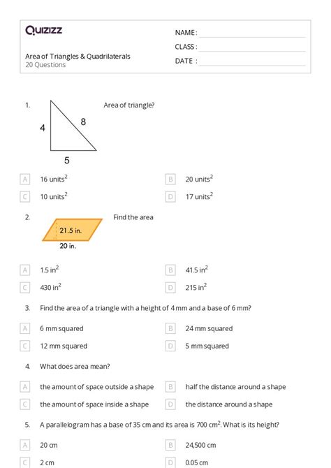 50 Quadrilaterals Worksheets For 8th Grade On Quizizz Free Printable