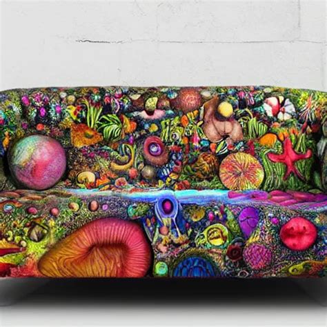 Psychedelic Trippy Couch In The Lush Forest Planets Stable