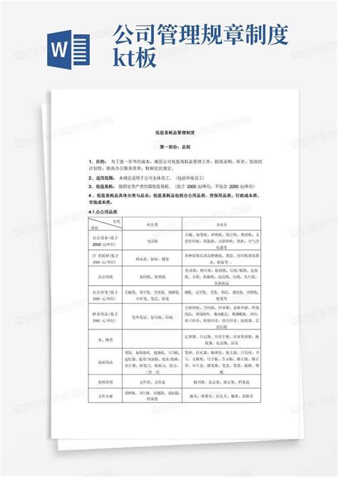 低值易耗品管理规定word模板下载熊猫办公