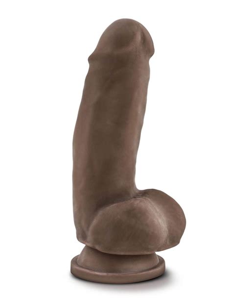 Blush DR Skin Plus 7 Inch Girthy Posable Dildo With Balls Chocolate