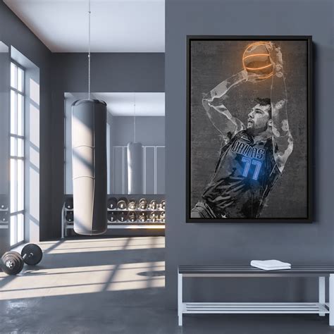 Luka Doncic Poster Neon Effect Dallas Mavericks Nba Hand Made Poster