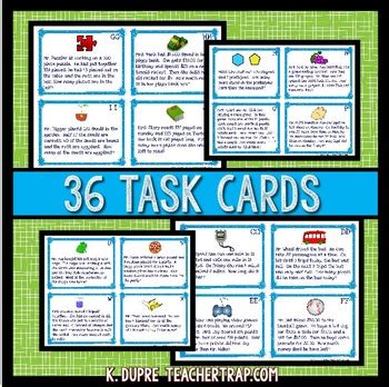 Multistep Word Problems Task Cards By Teacher Trap Tpt