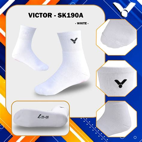 Jual Kaos Kaki Badminton Sock Original Victor SK 190 SK190 A White