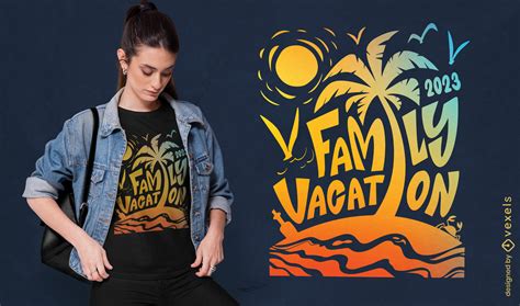 Baixar Vetor De Design De Camiseta Para F Rias Em Fam Lia Na Praia