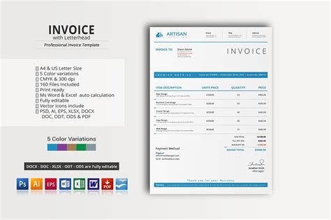 Invoice With Letterhead Stationery Templates Creative Market