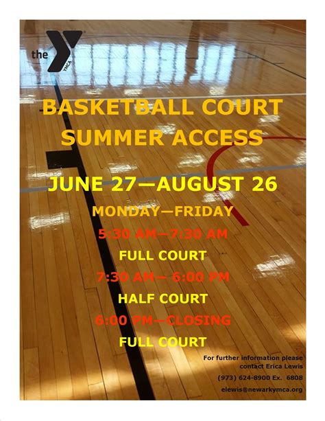 Summer 2016 Basketball Court And Spin Schedule Ymca Of Newark And Vicinity