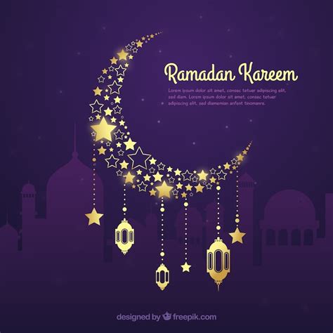 Fundo de ramadã lua dourada na mão desenhada estilo Vetor Grátis