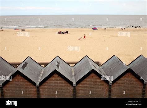 Beach Huts And Beach At Lowestoft Suffolk England Stock Photo Alamy