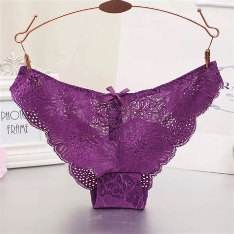 Free Shipping Women Sexy Hollowed Out Lace Low Waist Triangle With