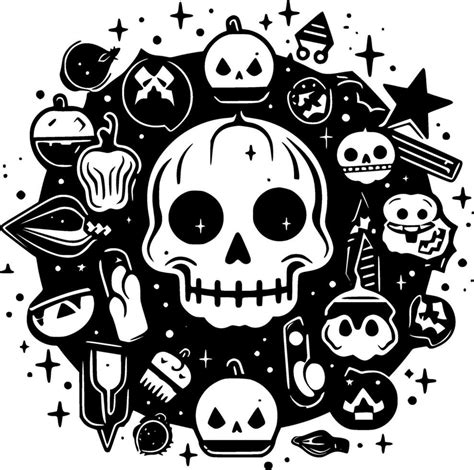 Halloween, Black and White Vector illustration 27460868 Vector Art at ...