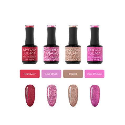 Amour Tints 4 Glitter Polish Bundle Soak Off Gel Nail Polish Hema Free Vegan Madam Glam